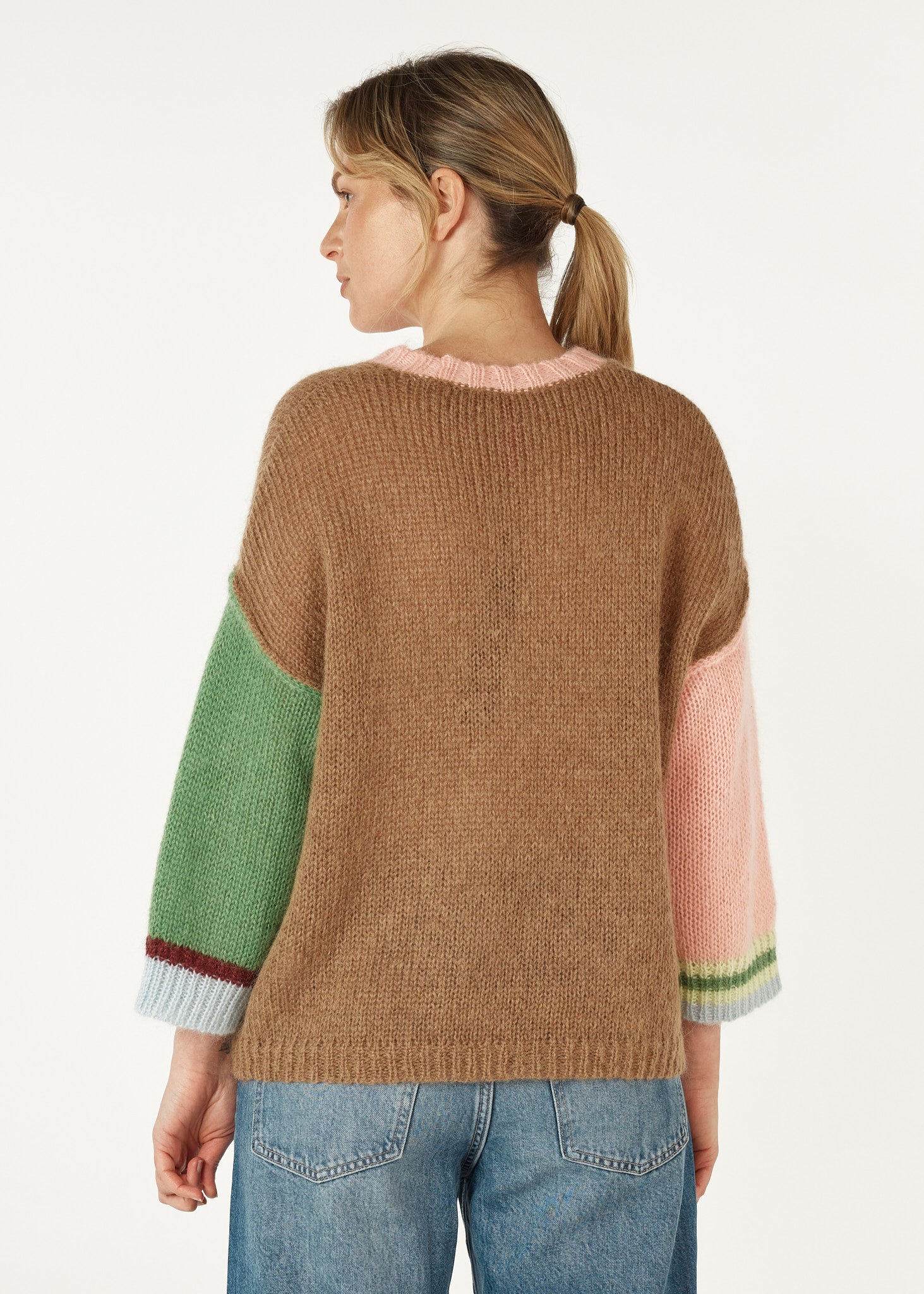 Zaket And Plover - Mohair Colour Block Jumper - Caramel