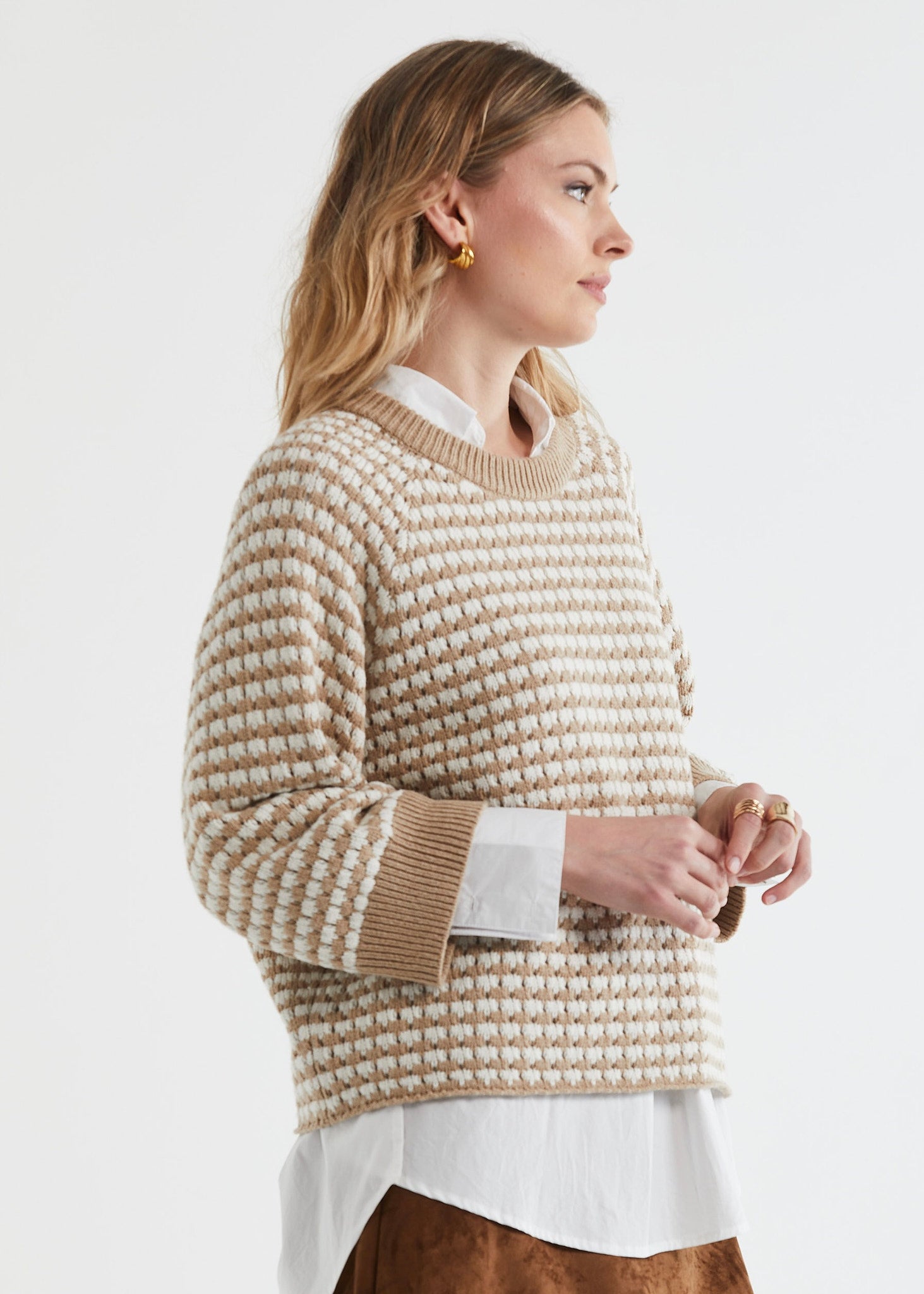 Zaket And Plover - Texture Jumper - Camel