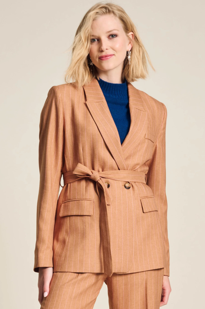 Pom Amsterdam - Blazer Striped - Sugar Brown