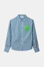 Load image into Gallery viewer, Pom Amsterdam - Striped Poplin Blouse - Cloudy Blue
