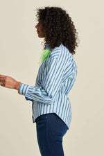 Load image into Gallery viewer, Pom Amsterdam - Striped Poplin Blouse - Cloudy Blue
