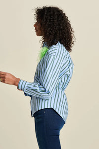 Pom Amsterdam - Striped Poplin Blouse - Cloudy Blue