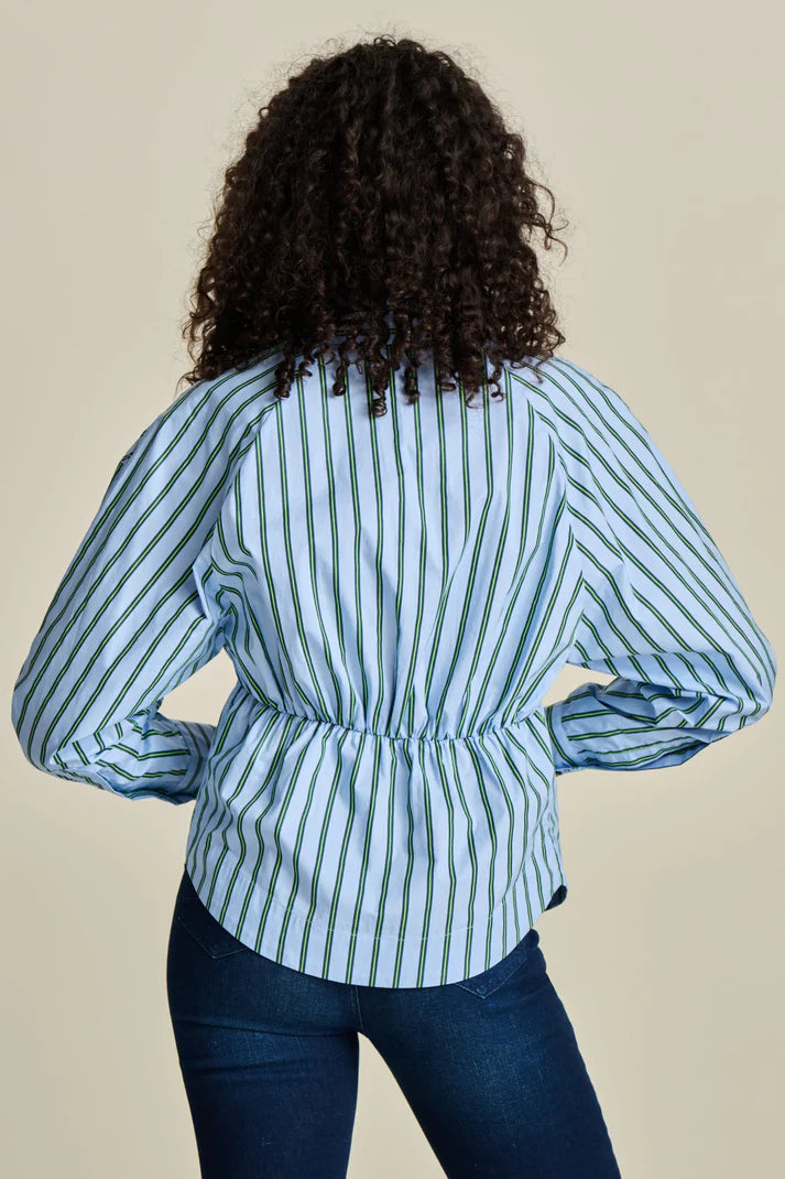 Pom Amsterdam - Striped Poplin Blouse - Cloudy Blue