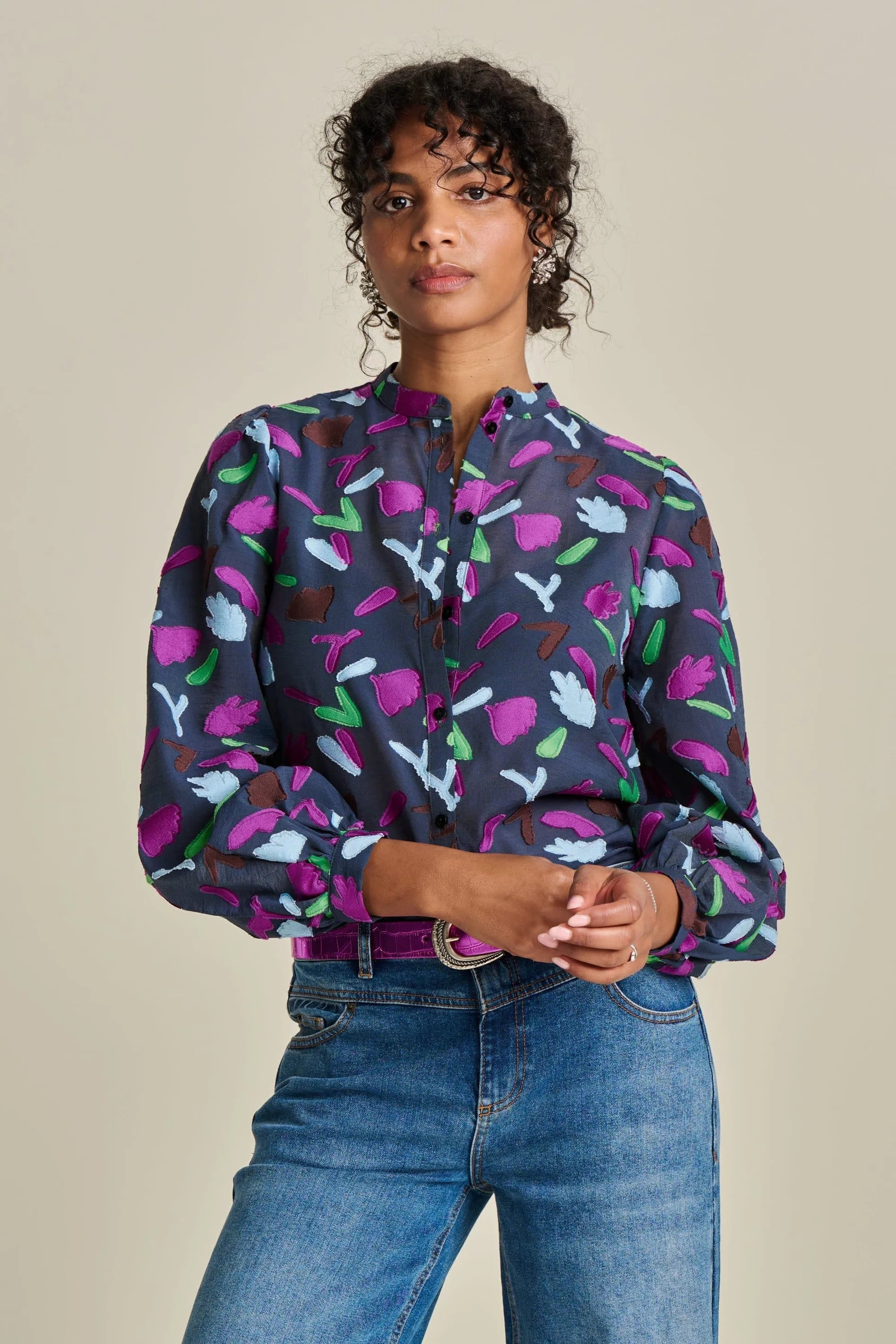 Pom Amsterdam - Featherfest Blouse - Blue