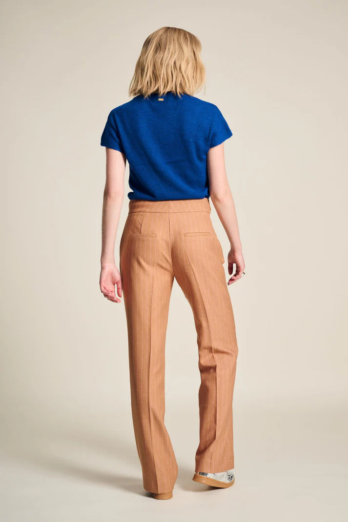 Pom Amsterdam - Pants - Striped Sugar Brown