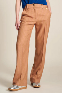 Pom Amsterdam - Pants - Striped Sugar Brown