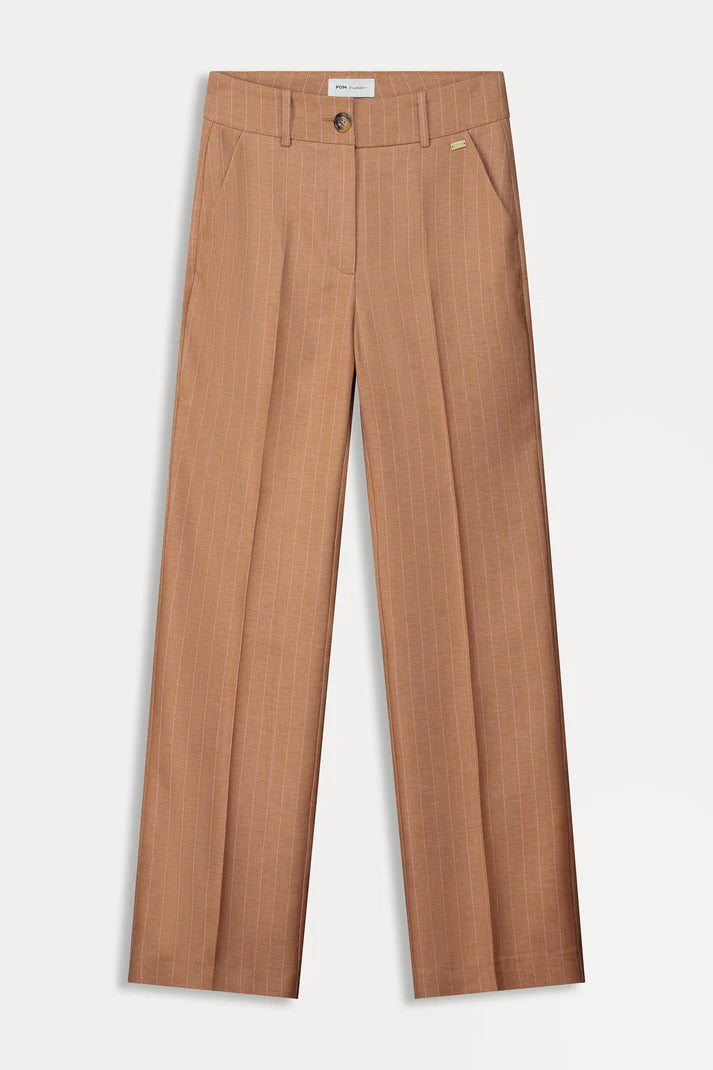 Pom Amsterdam - Pants - Striped Sugar Brown